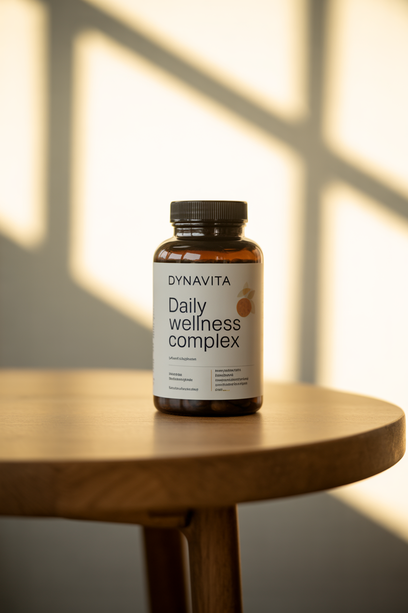 Dynavita product package showing daily wellness complex